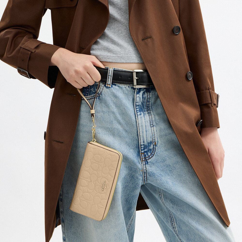 Coach Long Zip Around Wallet In Signature Leather (Oat) - Picture 2 of 3